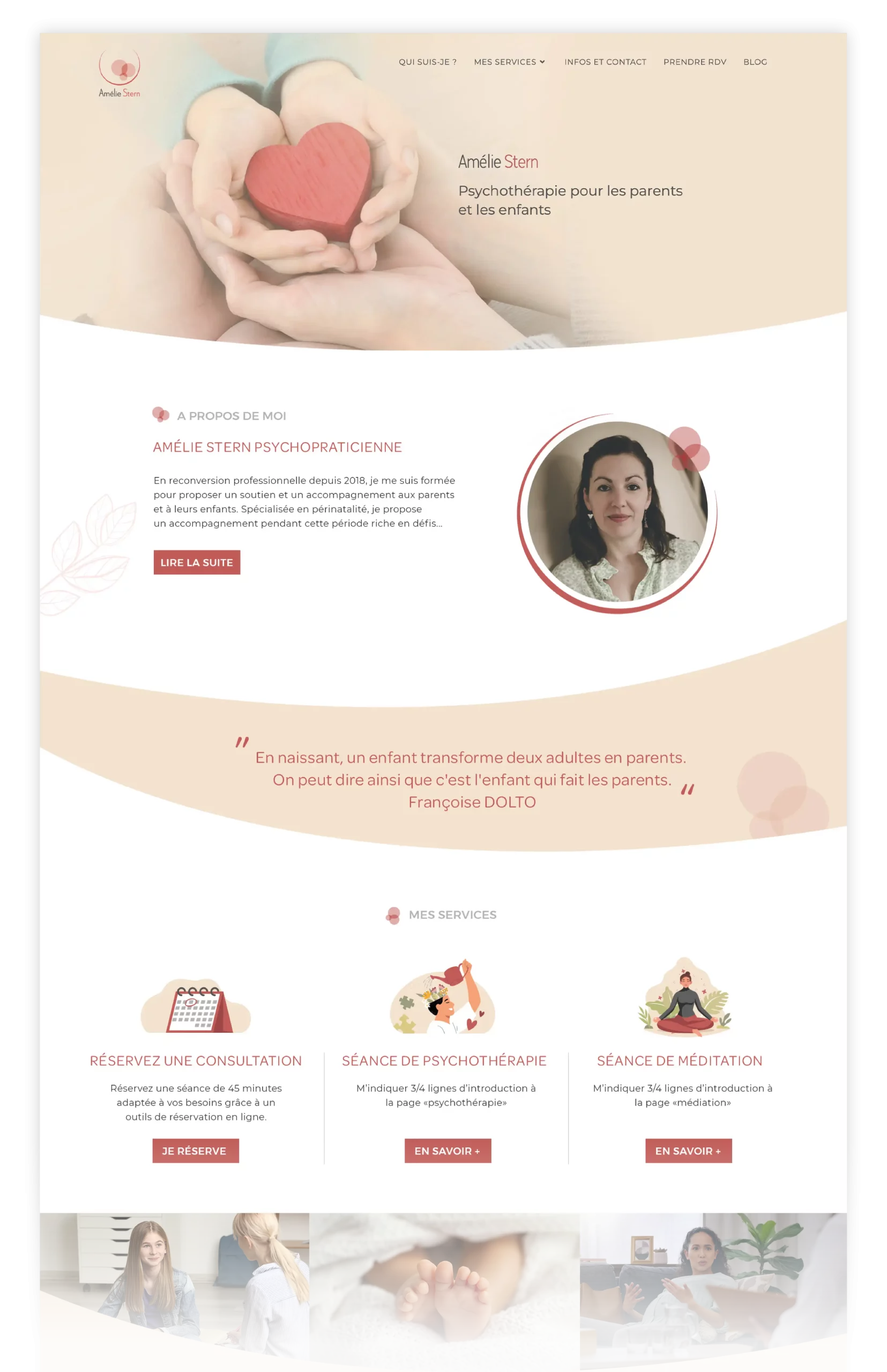 visuel de la page du site d'amelie stern