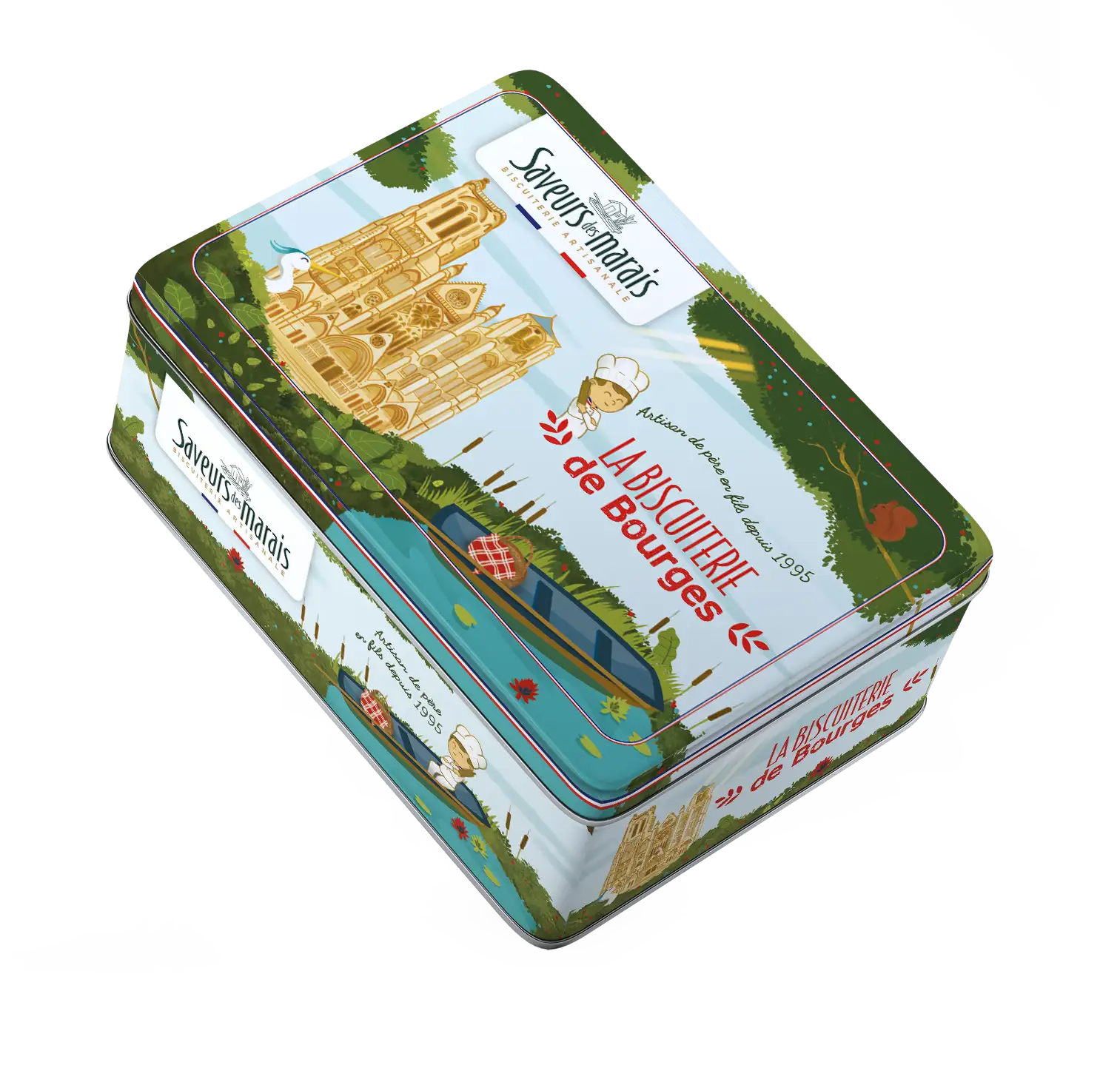 photo de la boite à biscuits en métal Saveurs des Marais