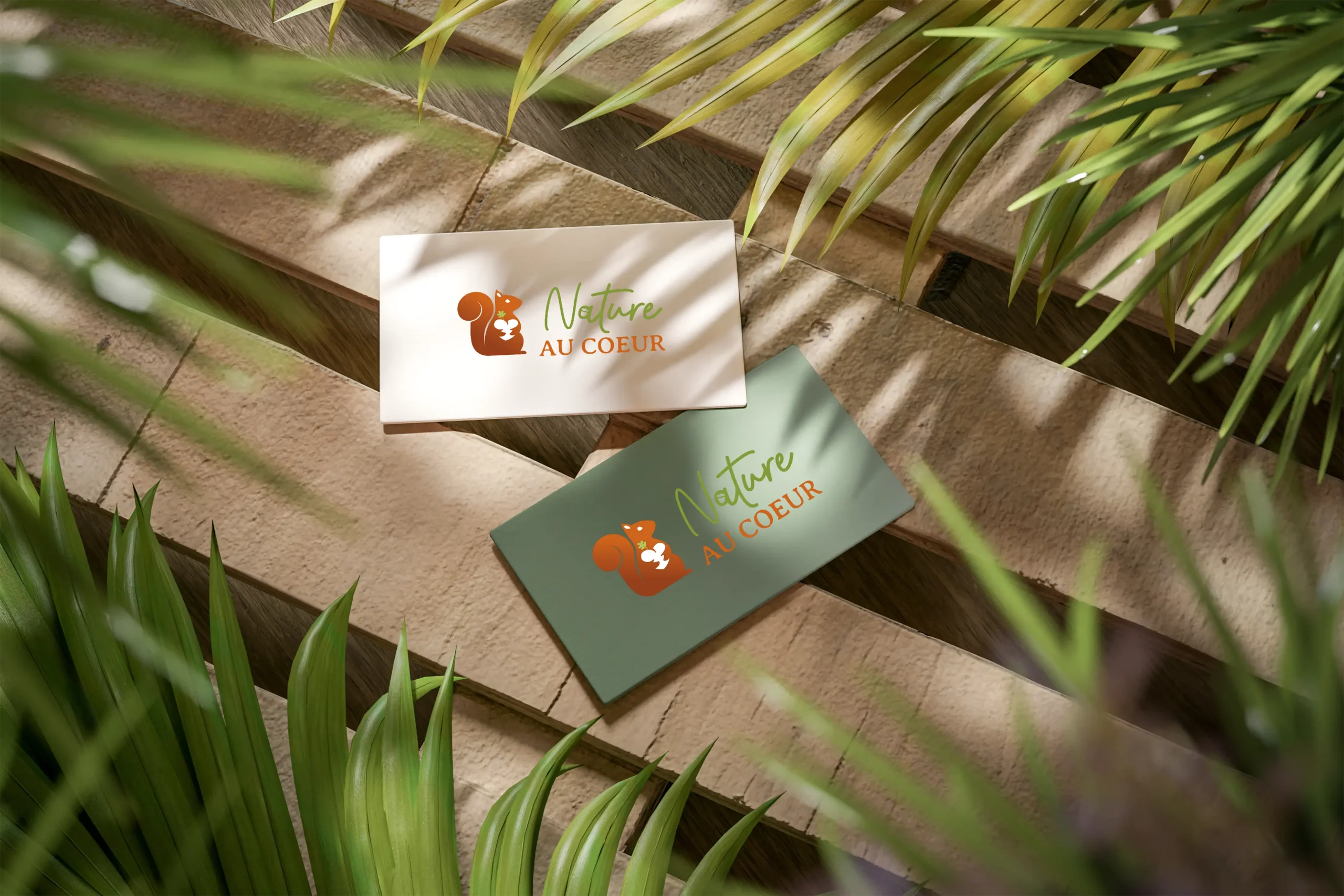 photo de carte de visite nature au coeur