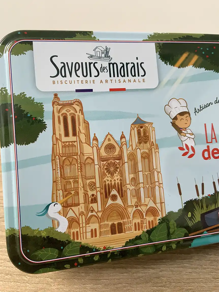 photo de la boite à biscuits en métal Saveurs des Marais