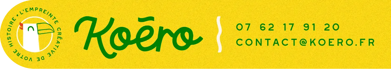 visuel avec le logo koero et les contacts