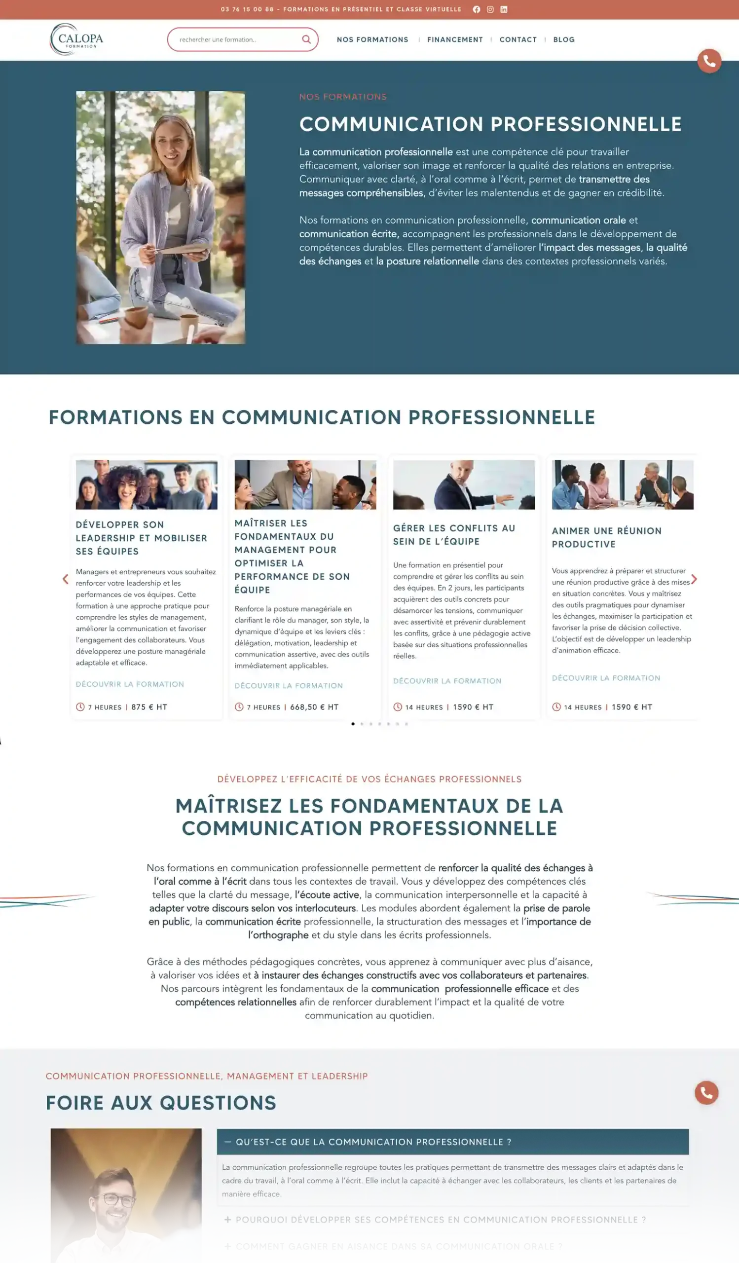 photo de présentation d'une page de formation du site calopaformation.fr